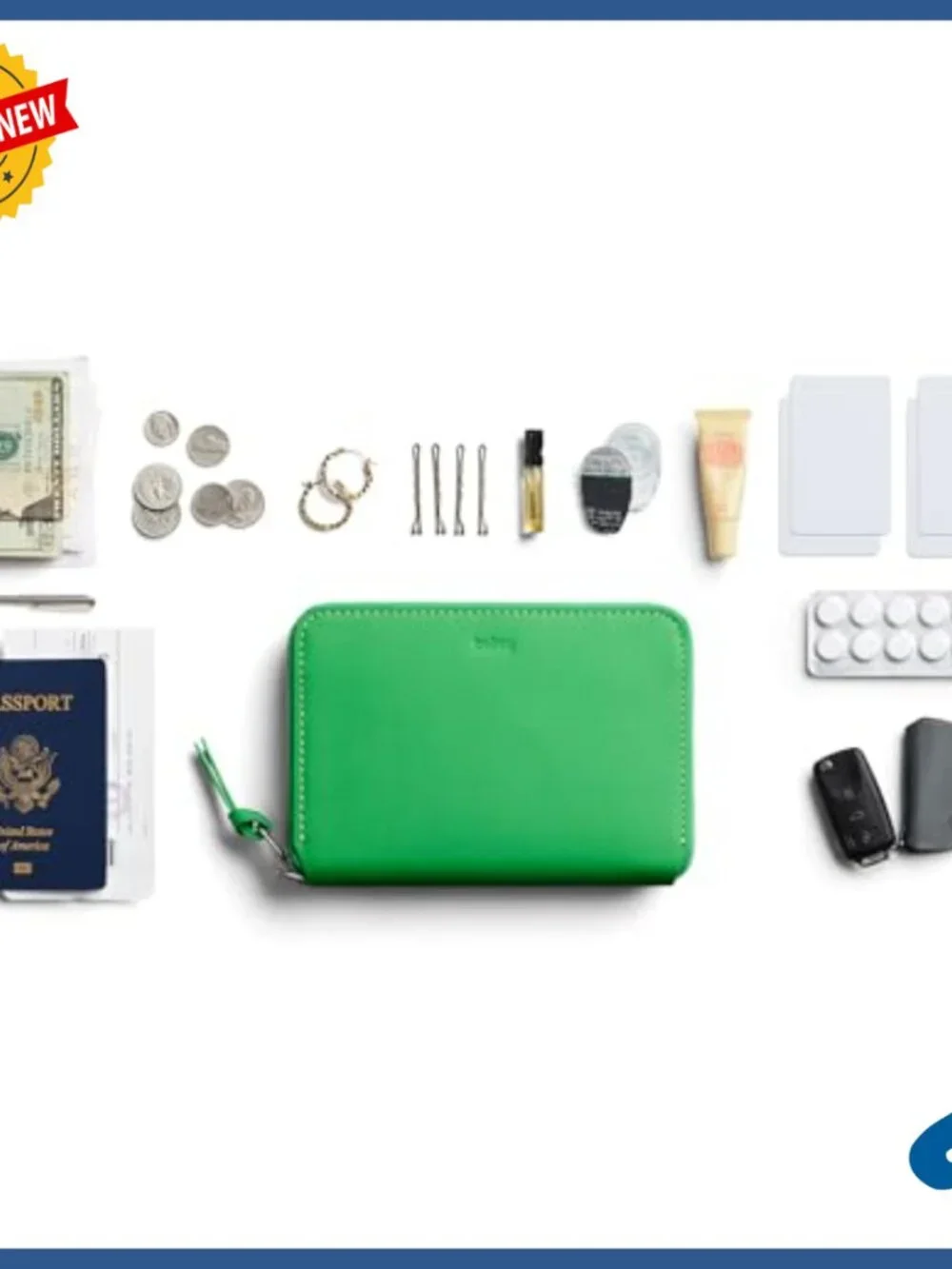 Compact Leather Folio Wallet with RFID Protection and Coin Pocket